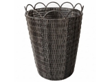 Handcrafted Tapered Scalloped PE Rattan Laundry Hamper